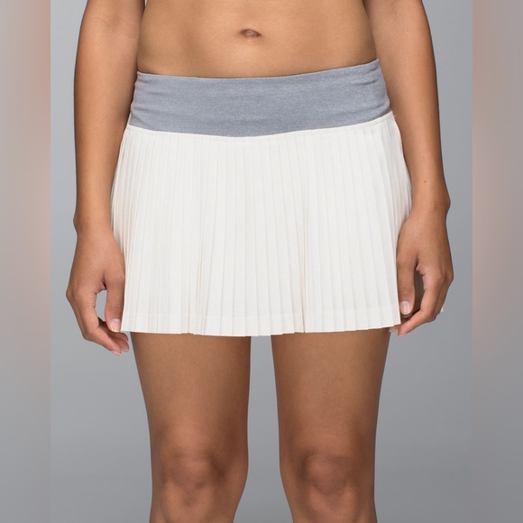 lululemon athletica White Pleated Tennis Skort with Gray Waistband - Picture 2 of 13